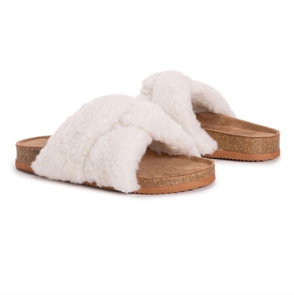 Muk Luks Women's Wool Faux Fur Blend Slippers Vanilla Large 9-10 - Picture 5 of 5